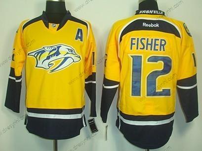 Nashville Predators #12 Mike Fisher Žlutá dres – Pánské