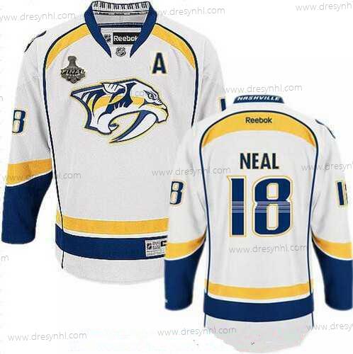 Nashville Predators #18 James Neal Bílý 2017 Stanley Cup Finals A Patch Sešitý NHL Reebok Hokejový dres – Pánské