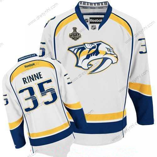 Nashville Predators #35 Pekka Rinne Bílý 2017 Stanley Cup Finals Patch Sešitý NHL Reebok Hokejový dres – Pánské