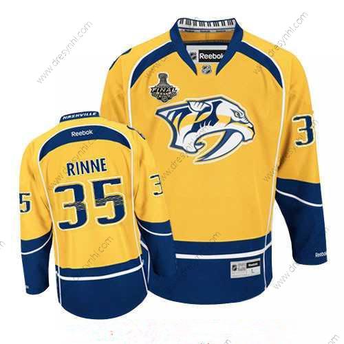 Nashville Predators #35 Pekka Rinne Žlutá 2017 Stanley Cup Finals Patch Sešitý NHL Reebok Hokejový dres – Pánské