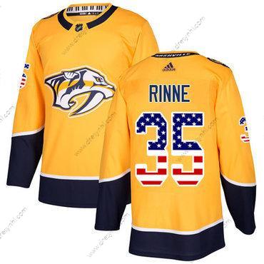 Nashville Predators #35 Pekka Rinne Žlutá Domácí dres Autentické USA Flag Sešitý NHL dres – Juniorské