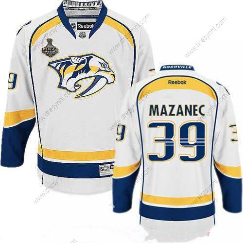 Nashville Predators #39 Marek Mazanec Bílý 2017 Stanley Cup Finals Patch Sešitý NHL Reebok Hokejový dres – Pánské