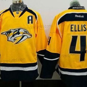 Nashville Predators #4 Ryan Ellis Žlutá Sešitý NHL Reebok Hokejový dres – Pánské