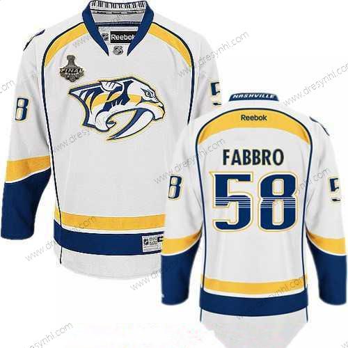 Nashville Predators #58 Dante Fabbro Bílý 2017 Stanley Cup Finals Patch Sešitý NHL Reebok Hokejový dres – Pánské