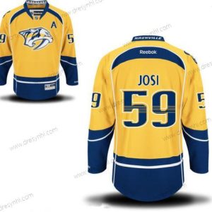 Nashville Predators #59 Roman Josi Žlutá Domácí dres A Patch Sešitý NHL Reebok Hokejový dres – Pánské