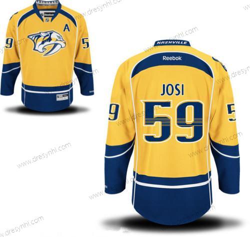 Nashville Predators #59 Roman Josi Žlutá Domácí dres A Patch Sešitý NHL Reebok Hokejový dres – Pánské