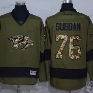 Nashville Predators #76 P. K. Subban Zelená Salute to Service Sešitý NHL Reebok Hokejový dres – Pánské