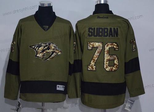 Nashville Predators #76 P. K. Subban Zelená Salute to Service Sešitý NHL Reebok Hokejový dres – Pánské