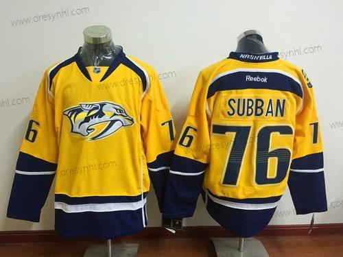 Nashville Predators #76 P. K. Subban Žlutá Reebok Hokejový dres – Pánské