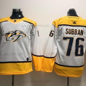 Nashville Predators #76 P.K Subban Bílý Road Autentické Sešitý NHL dres – Juniorské