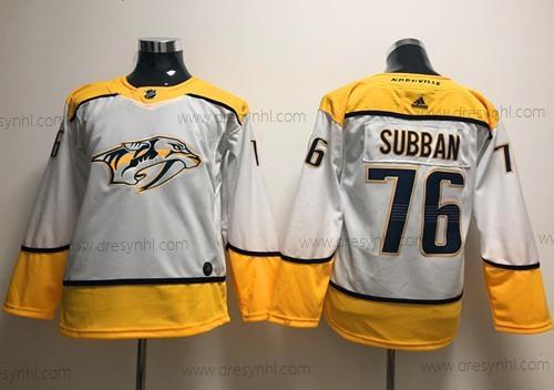 Nashville Predators #76 P.K Subban Bílý Road Autentické Sešitý NHL dres – Juniorské