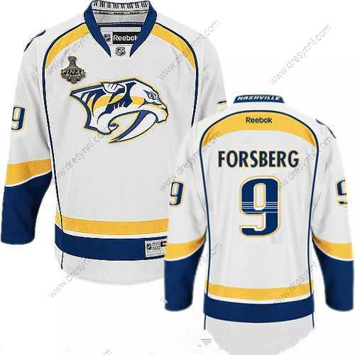 Nashville Predators #9 Filip Forsberg Bílý 2017 Stanley Cup Finals Patch Sešitý NHL Reebok Hokejový dres – Pánské