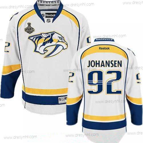 Nashville Predators #92 Ryan Johansen Bílý 2017 Stanley Cup Finals Patch Sešitý NHL Reebok Hokejový dres – Pánské