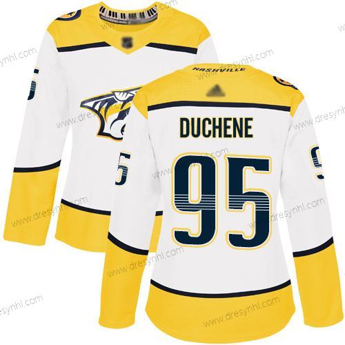 Nashville Predators #95 Matt Duchene Bílý Road Autentické Sešitý Hokejový dres – Dámské