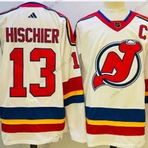 New Jersey Devils #13 Nico Hischier Bílý 2022 Obrácený Retro Autentické dres – Pánské