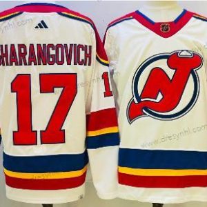 New Jersey Devils #17 Yegor Sharangovich Bílý 2022 Obrácený Retro Autentické dres – Pánské