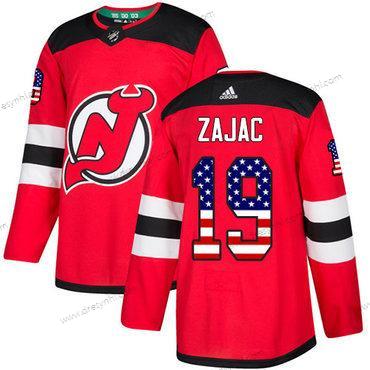 New Jersey Devils #19 Travis Zajac Červené Domácí dres Autentické USA Flag Sešitý NHL dres – Juniorské