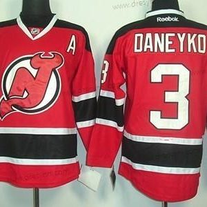 New Jersey Devils #3 Ken Daneyko Červené With Černá dres – Pánské