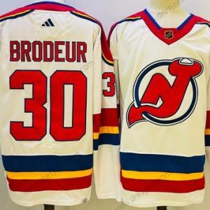 New Jersey Devils #30 Martin Brodeur Bílý 2022 Obrácený Retro Autentické dres – Pánské