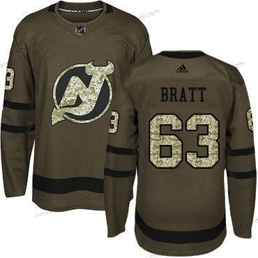 New Jersey Devils #63 Jesper Bratt Zelená Salute to Service Sešitý NHL dres – Juniorské