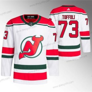 New Jersey Devils #73 Tyler Toffoli Bílý Sešitý dres – Pánské