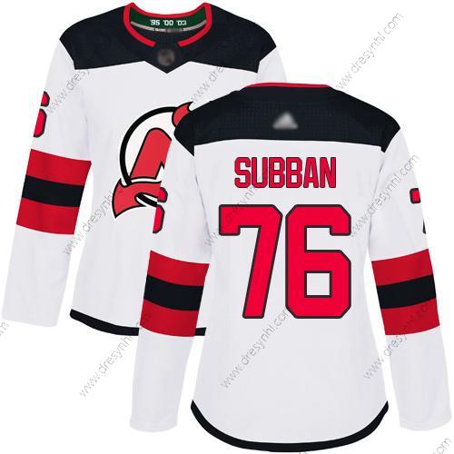 New Jersey Devils #76 P. K. Subban Bílý Road Autentické Sešitý Hokejový dres – Dámské