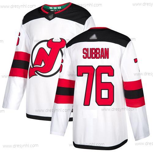 New Jersey Devils #76 P. K. Subban Bílý Road Autentické Sešitý Hokejový dres – Pánské