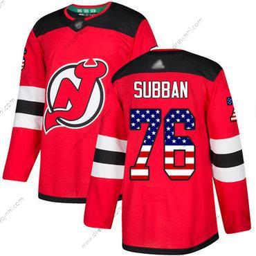 New Jersey Devils #76 P. K. Subban Červené Domácí dres Autentické USA Flag Sešitý Hokejový dres – Pánské