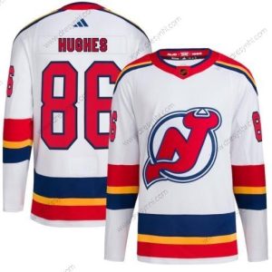 New Jersey Devils #86 Jack Hughes Bílý 2022-23 Obrácený Retro Sešitý dres – Pánské