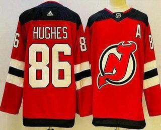 New Jersey Devils #86 Jack Hughes Červené Autentické dres – Pánské