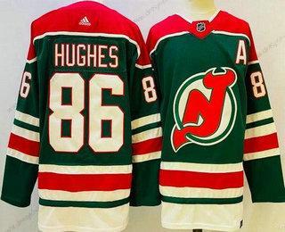 New Jersey Devils #86 Jack Hughes Zelená 2021 Obrácený Retro Autentické dres – Pánské