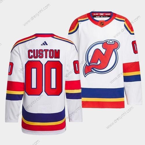 New Jersey Devils Personalizované Bílý 2022-23 Obrácený Retro Sešitý dres – Pánské