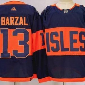 New York Islanders #13 Mathew Barzal Námořnictvo 2024 Stadium Series Sešitý dres – Pánské