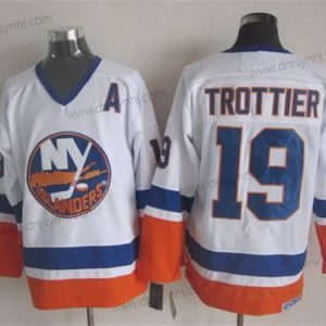 New York Islanders #19 Bryan Trottier Bílý Retro CCM dres – Pánské