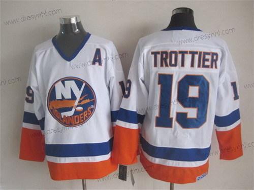 New York Islanders #19 Bryan Trottier Bílý Retro CCM dres – Pánské