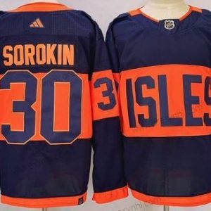 New York Islanders #30 Ilya Sorokin Námořnictvo 2024 With Stadium Series Patch Sešitý dres – Pánské