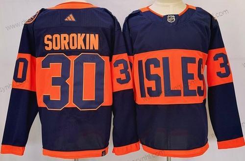 New York Islanders #30 Ilya Sorokin Námořnictvo 2024 With Stadium Series Patch Sešitý dres – Pánské