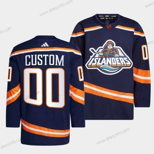 New York Islanders Personalizované 2022 Námořnictvo Obrácený Retro 2.0 Sešitý dres – Pánské