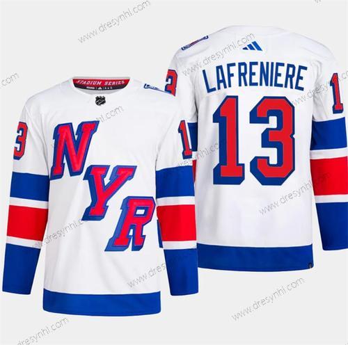 New York Rangers #13 Alexis Lafreniere Bílý 2024 Stadium Series Sešitý dres – Pánské