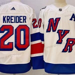 New York Rangers #20 Chris Kreider Bílý 2023-2024 Stadium Series Sešitý dres – Pánské