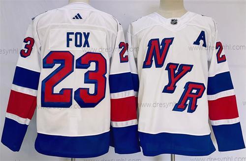 New York Rangers #23 Adam Fox Bílý 2024 Stadium Series Sešitý dres – Pánské