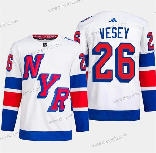 New York Rangers #26 Jimmy Vesey Bílý 2024 Stadium Series Sešitý dres – Pánské