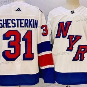 New York Rangers #31 Igor Shesterkin Bílý 2024 Stadium Series Sešitý dres – Pánské