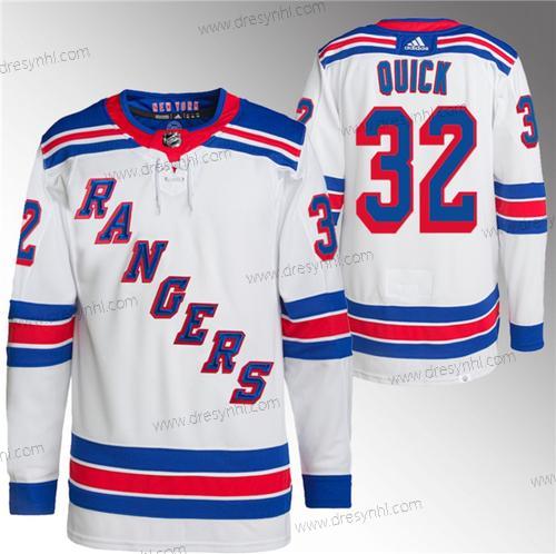 New York Rangers #32 Jonathan Quick Bílý Sešitý dres – Pánské