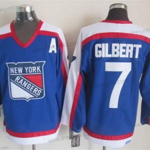 New York Rangers #7 Rod Gilbert Modrý With Bílý Retro CCM dres – Pánské