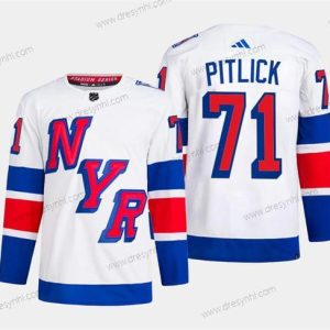 New York Rangers #71 Tyler Pitlick Bílý 2024 Stadium Series Sešitý dres – Pánské