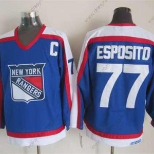 New York Rangers #77 Phil Esposito Modrý With Bílý CCM Vintage dres – Pánské