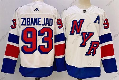 New York Rangers #93 Mika Zibanejad Bílý 2024 Stadium Series Sešitý dres – Pánské