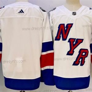 New York Rangers Prázdný Bílý 2024 Stadium Series Sešitý dres – Pánské