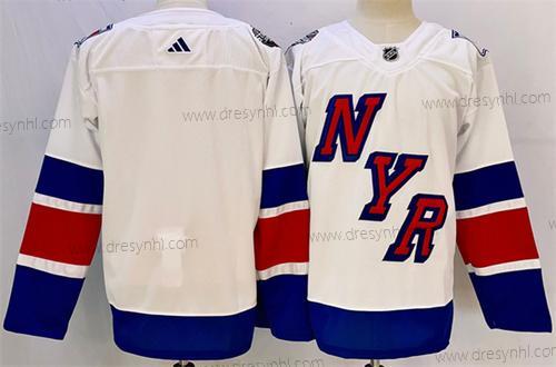 New York Rangers Prázdný Bílý 2024 Stadium Series Sešitý dres – Pánské